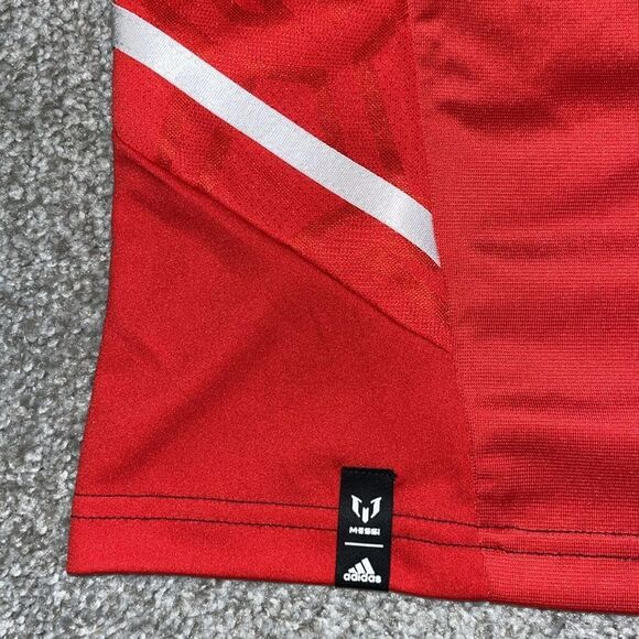 ADIDAS Lionel Messi Balon Te Adoro Futbol Soccer Training jersey shirt M Red/BLK - Picture 2 of 5